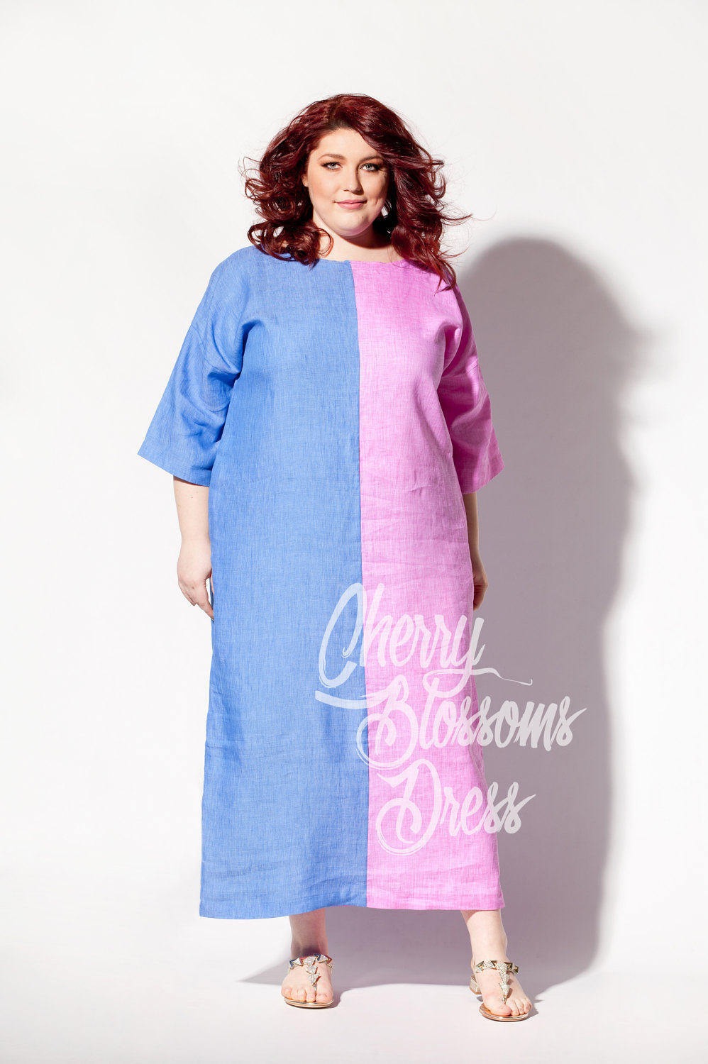 pink linen dress plus size