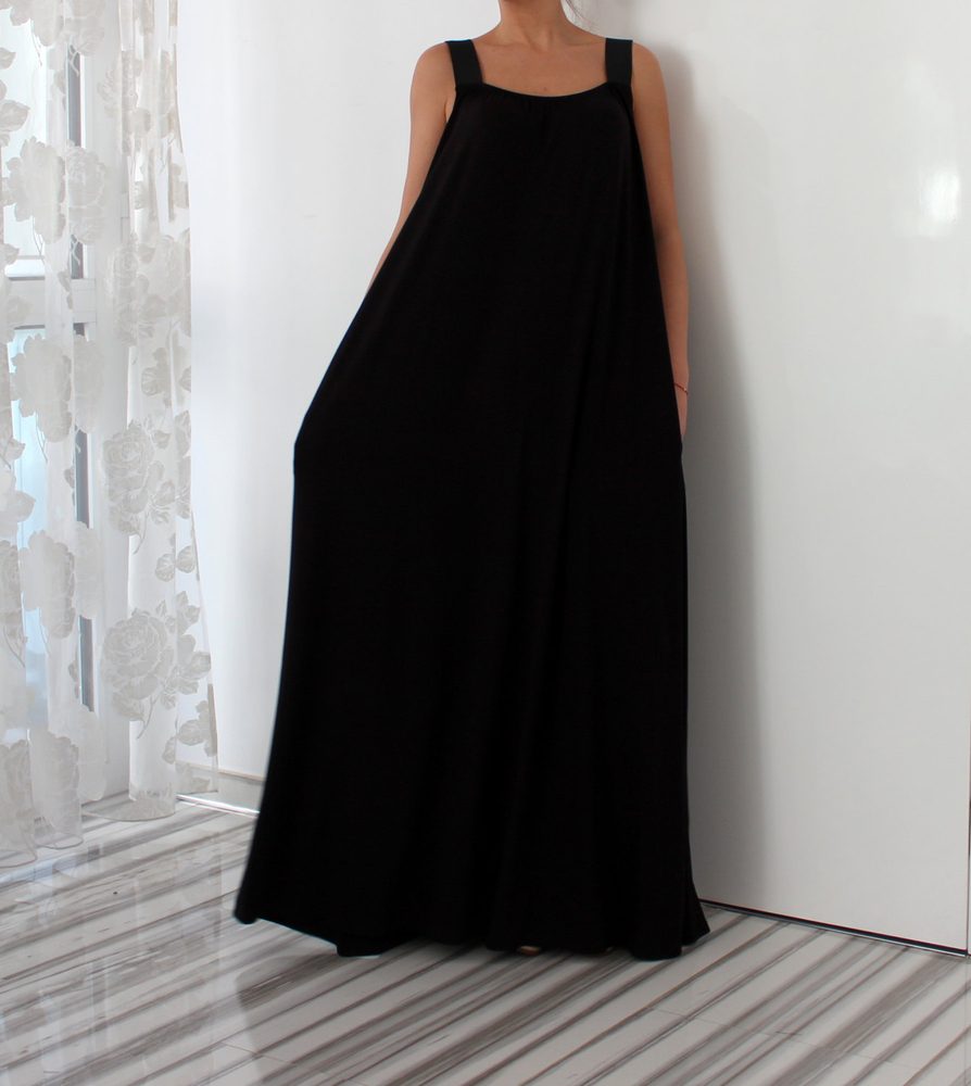 black cotton maxi dress plus size