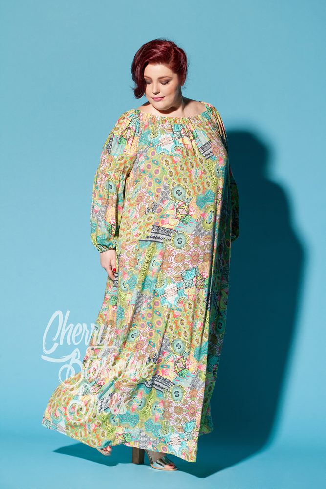 Plus Size Maxi Dress In Boho Style Cherry Blossoms Dresses 6835