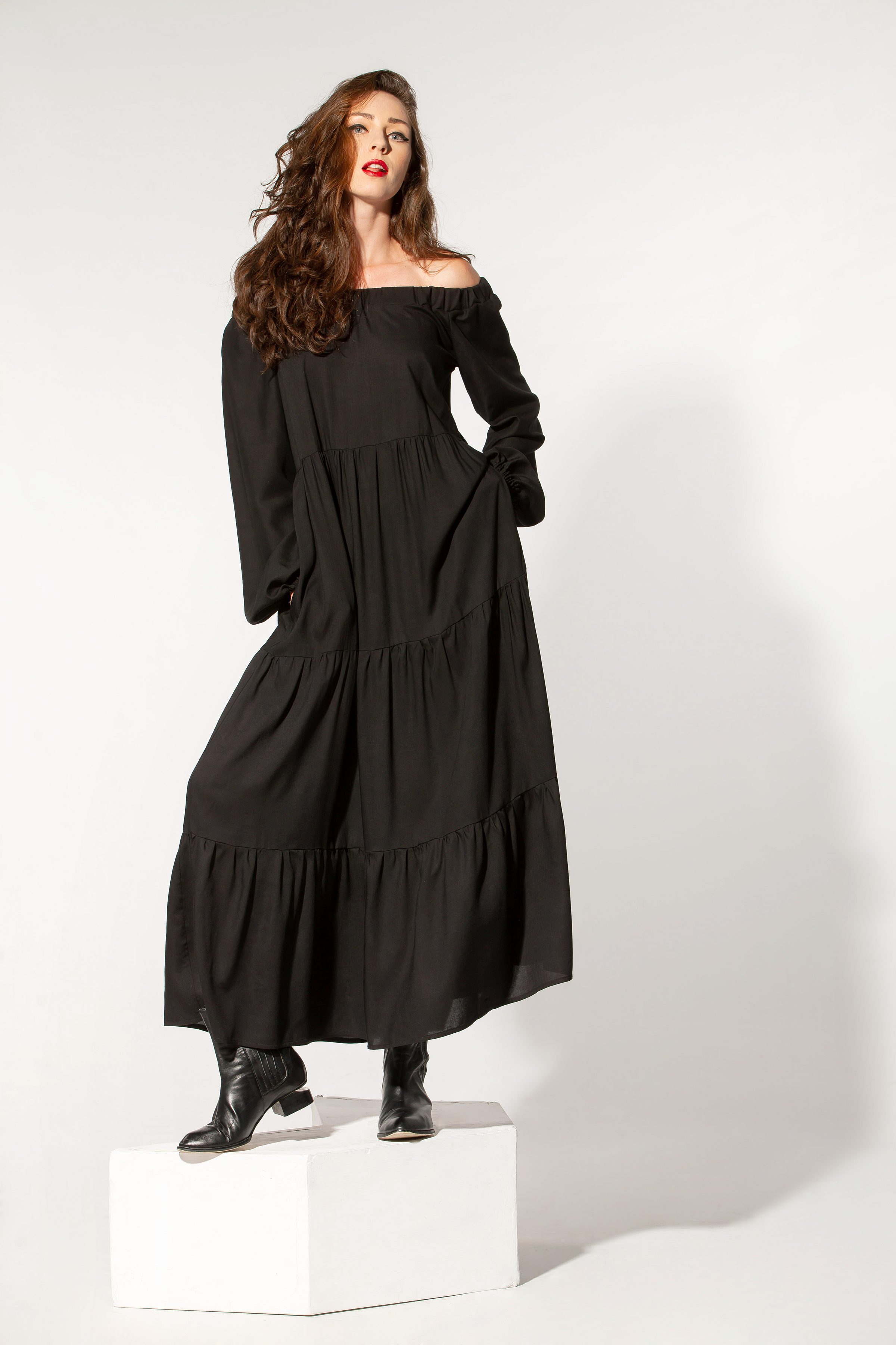 black bohemian maxi dresses