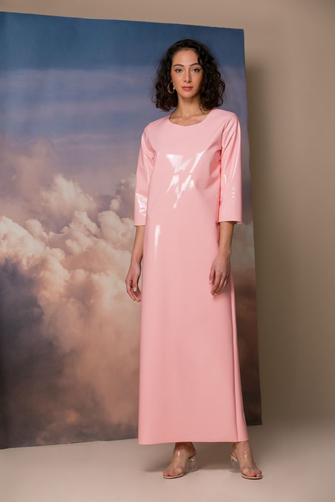 Long Pink Minimalist Dress Cherry Blossoms Dresses